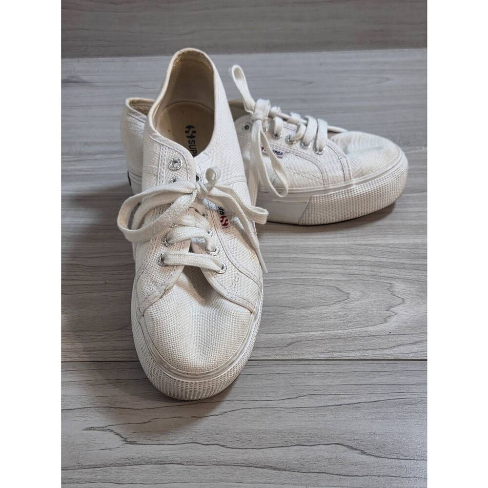 Superga 2790 ACOTW White Canvas Chunky Platform Sneakers Size 9